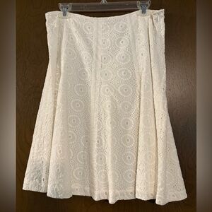 CAbi White Eyelet A-Line Skirt